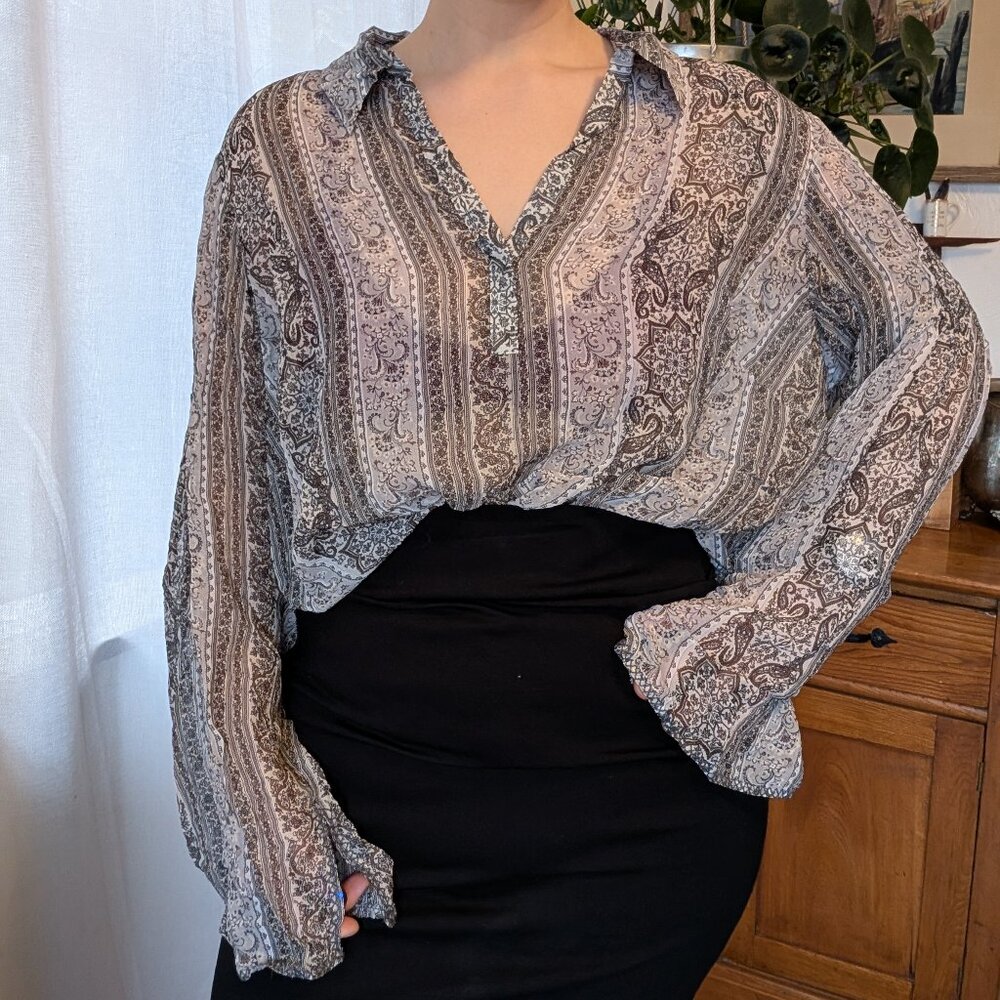 Lane Bryant -vintage 90s 100% silk - sheer paisley - 18/20